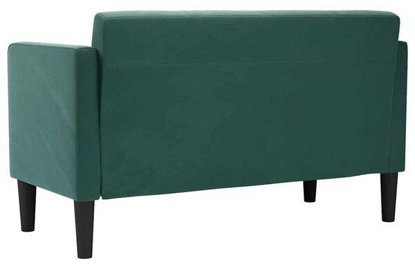 Sötétzöld bársony loveseat kanapé 111 cm