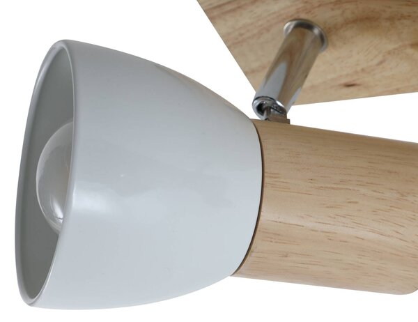 Lindby mennyezeti lámpa Thorin, 47 cm, 3-as lámpa, fehér, fa, E14, dimmelhető, Világos fa, Nappali / Étkező, Fa, Skandináv