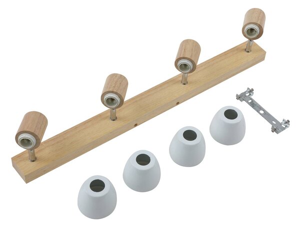 Lindby mennyezeti lámpa Thorin, 67 cm, 4-lámpás, fehér, fa, E14, dimmelhető, Sötét fa, Nappali / Étkező, Skandináv