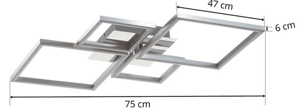Briloner Keretes LED mennyezeti lámpa, fali kapcsolóval dimmelhető, dimmelhető, Króm / ezüst, Nappali / Étkező, fém, Modern