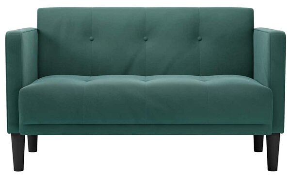 Sötétzöld bársony loveseat kanapé 111 cm