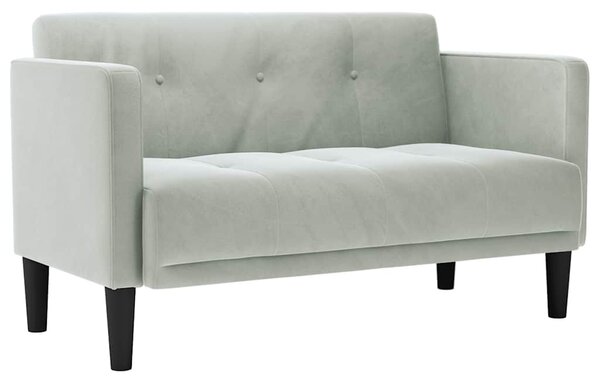 Világosszürke bársony loveseat kanapé 111 cm