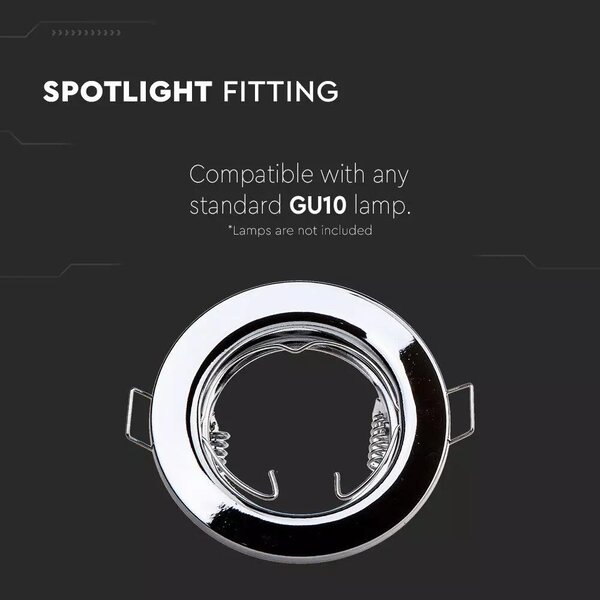 V-TAC GU10 LED spot lámpa keret, króm fix lámpatest - SKU 3586