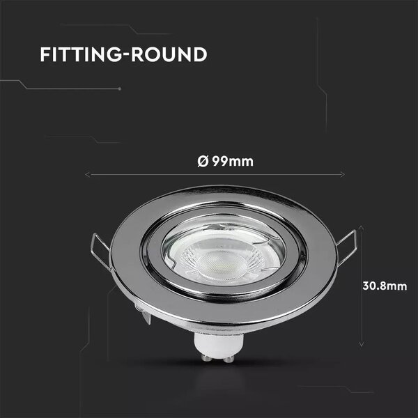 V-TAC GU10 LED spot lámpa keret, króm billenthető lámpatest - SKU 3471