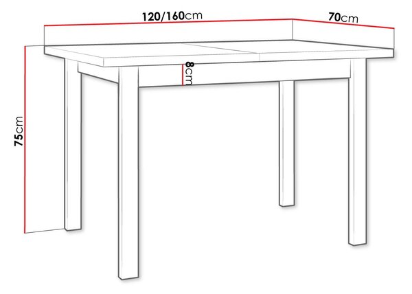 Széthúzható asztal Ewan 70 x 120+160 X (fehér L)