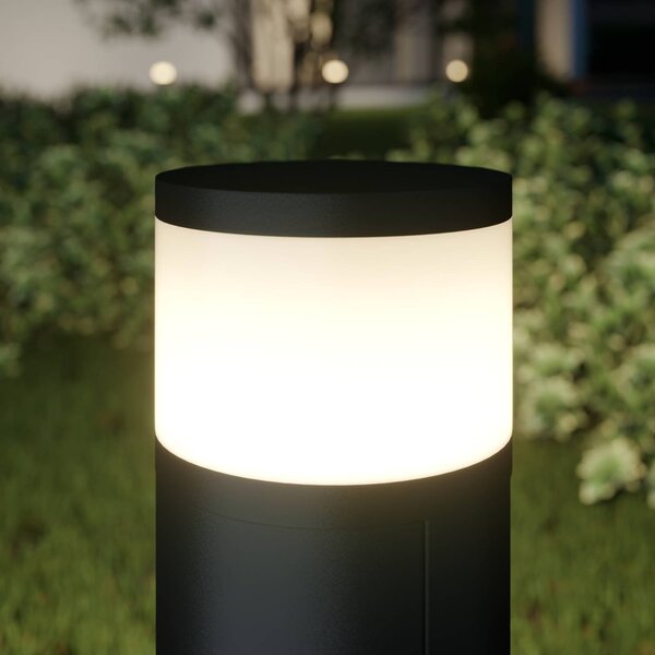 Lucande LED talapzati lámpa Corban, szürke, ajtó, aljzatok, IP44, Fekete, Alumínium, Modern