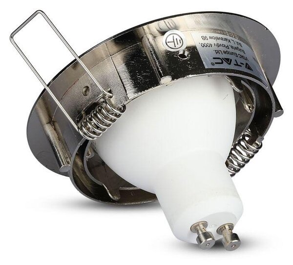 V-TAC GU10 LED spot lámpa keret, matt króm billenthető lámpatest - SKU 3588