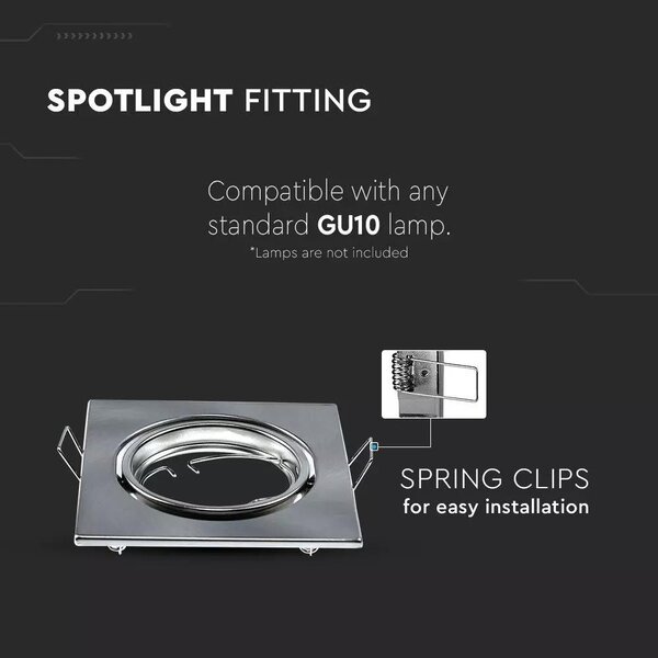 V-TAC GU10 LED spot lámpa keret, matt króm billenthető, dönthető lámpatest - SKU 8942