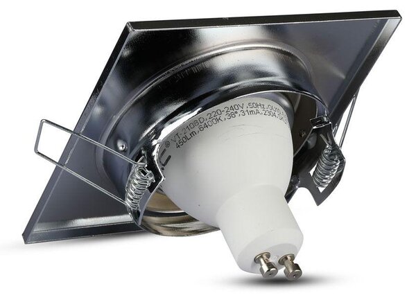V-TAC GU10 LED spot lámpa keret, króm lámpatest - SKU 3474