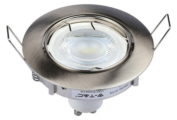 V-TAC GU10 LED spot lámpa keret, matt króm billenthető lámpatest - SKU 3588