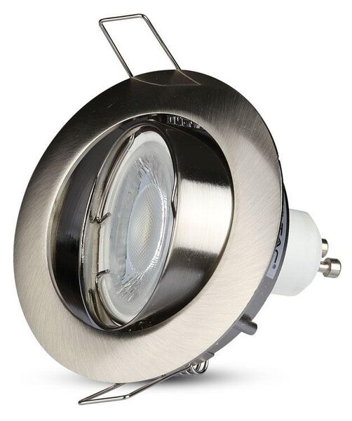 V-TAC GU10 LED spot lámpa keret, matt króm billenthető lámpatest - SKU 3588