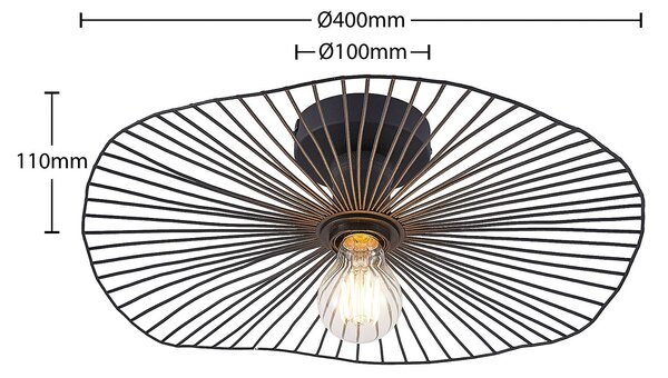 Lindby Ruota mennyezeti lámpa, fém, dimmelhető, Fekete, Nappali / Étkező, fém, Vintage