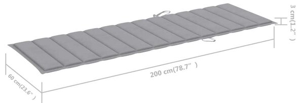 VidaXL Akácfa Napozóágy - Asztallal és Párnával - 200cm