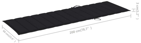 VidaXL Akácfa Napozóágy - Asztallal és Párnával - 200cm