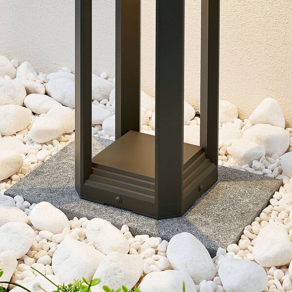 Lucande LED állólámpa Fery, antracit, fém, 50cm, IP65, Fekete, Alumínium, Modern