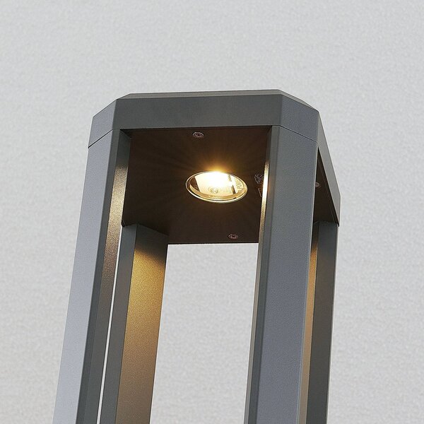Lucande LED állólámpa Fery, antracit, fém, 50cm, IP65, Fekete, Alumínium, Modern