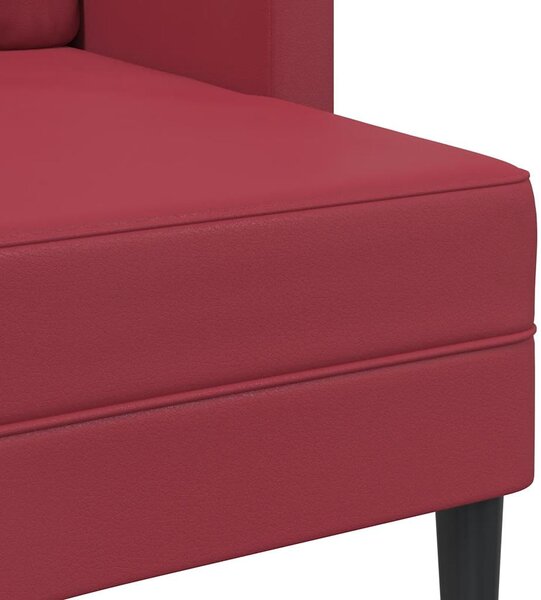 Borvörös műbőr 2 üléses kanapé L-alakú kanapéval 125 cm