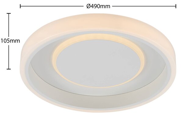 Lindby LED mennyezeti lámpa Wikani, fehér, RGB, CCT, dimmelhető, dimmelhető, Fehér / opál, Nappali / Étkező, fém, Modern