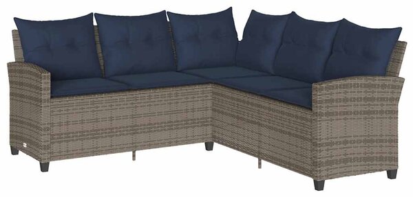 Szürke polyrattan L-alakú kanapé párnákkal