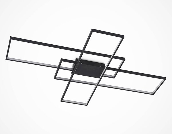 Lindby LED mennyezeti lámpa Tetson, fekete, fém, fényerőszabályozóval, dimmelhető, Fekete, Nappali / Étkező, fém, Modern