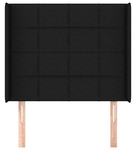 Elegáns Fekete Szárnyas Ágyfejtámla - Szövet - 103x16x118/128cm