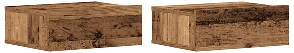 2 db antik fa szerelt fa lebegő éjjeliszekrények 40x32x15 cm