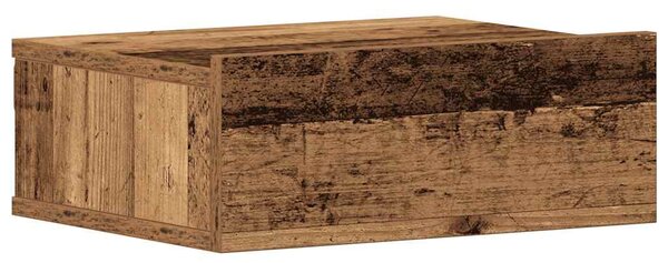 2 db antik fa szerelt fa lebegő éjjeliszekrények 40x32x15 cm