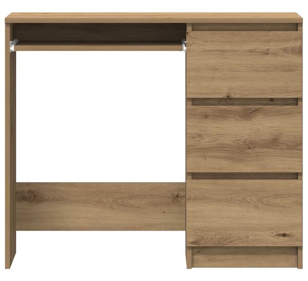 Kézműves tölgy színű szerelt fa íróasztal 90x45x76 cm