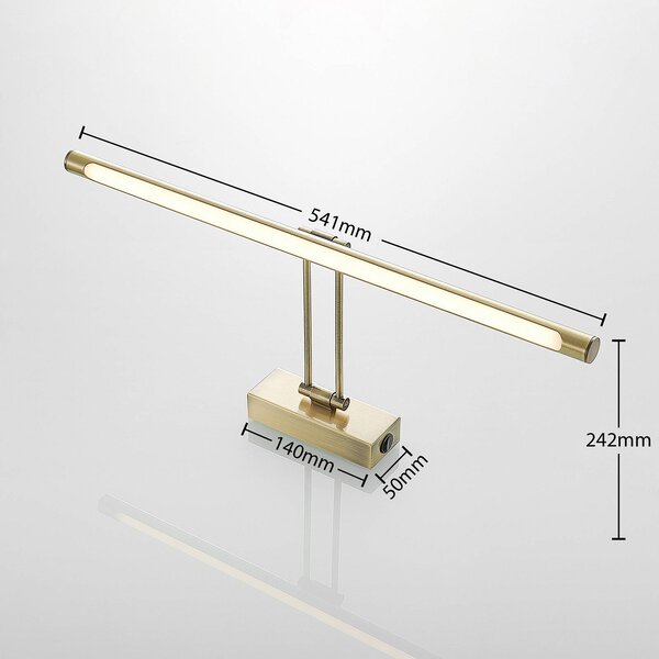 Lucande LED-es képvilágítás Dimitrij, sárgaréz, fém, 54cm, Bronz / antik sárgaréz, Nappali / Étkező, fém, Antik