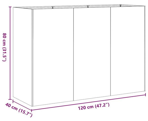Növénytartó antracitszürke 120x40x80 cm hidegen hengerelt acél