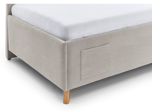 Bézs kárpitozott ágyneműtartós sarok gyerekágy ágyráccsal 90x200 cm Cool – Meise Möbel