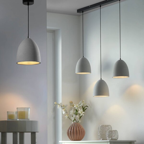 Paul Neuhaus Eton függőlámpa, szürke, beton, Ø 21 cm, G9, dimmelhető, Alu / szürke / cink, Hálószoba, Beton