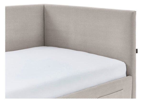 Bézs kárpitozott ágyneműtartós sarok gyerekágy ágyráccsal 90x200 cm Cool – Meise Möbel