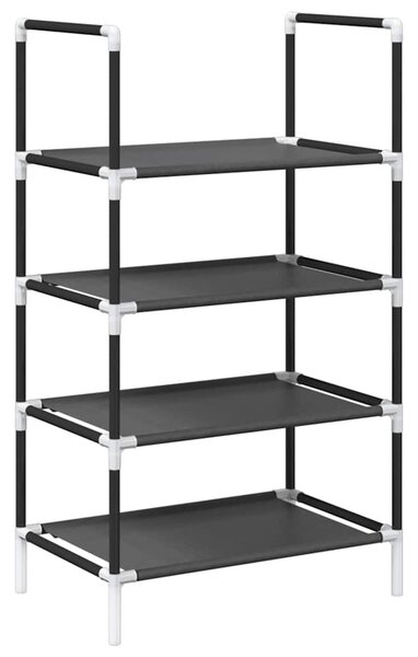 Fekete nem szőtt szövetből cipőállvány 4 szintes 44x28x77 cm