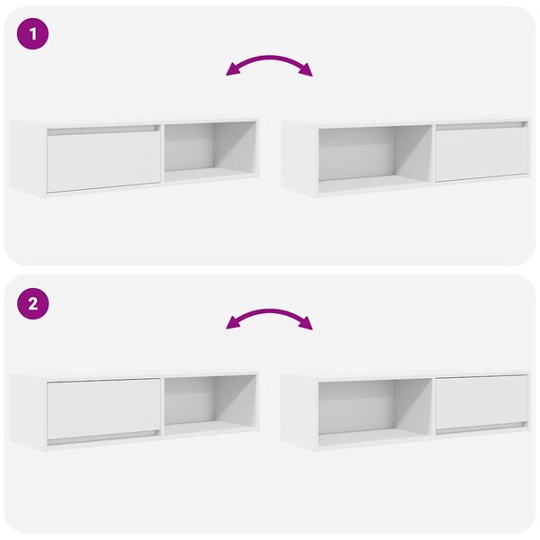 2 db fehér szerelt fa TV-szekrény 100x31x25,5 cm