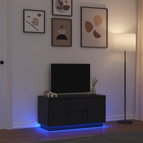 Fekete tölgy TV-szekrény LED-világítással 100x41x50 cm
