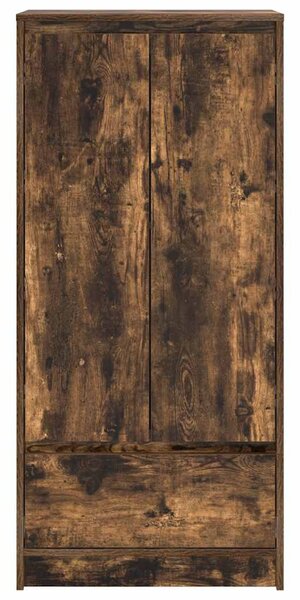 Füstös tölgy színű szerelt fa szekrény fiókkal 55,5x34x119,5 cm