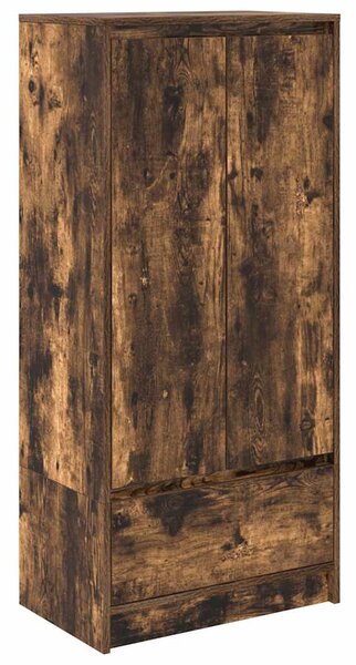 Füstös tölgy színű szerelt fa szekrény fiókkal 55,5x34x119,5 cm