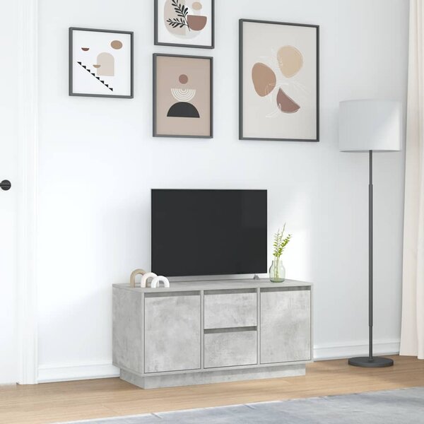 Betonszürke TV-szekrény LED lámpákkal 100x41x50 cm