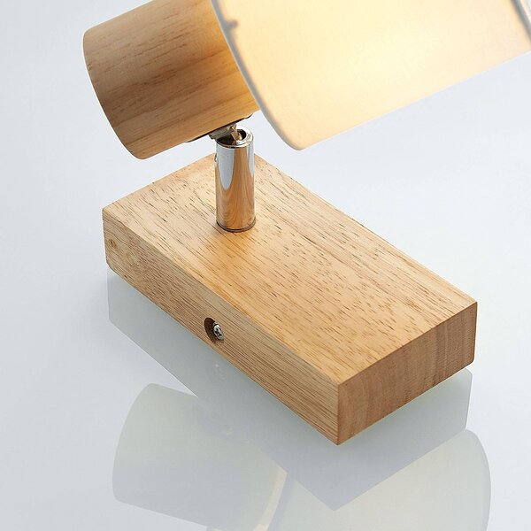 Lindby Spot Wanessa, fa, fehér, E14, 14 cm, állítható, dimmelhető, Világos fa, Nappali / Étkező, Fa, Modern