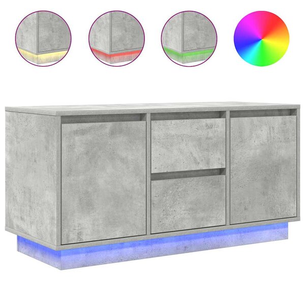 Betonszürke TV-szekrény LED lámpákkal 100x41x50 cm
