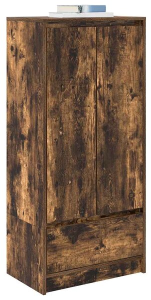 Füstös tölgy színű szerelt fa szekrény fiókkal 55,5x34x119,5 cm