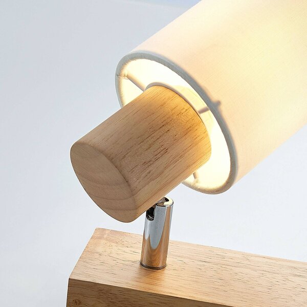 Lindby Spot Wanessa, fa, fehér, E14, 14 cm, állítható, dimmelhető, Világos fa, Nappali / Étkező, Fa, Modern