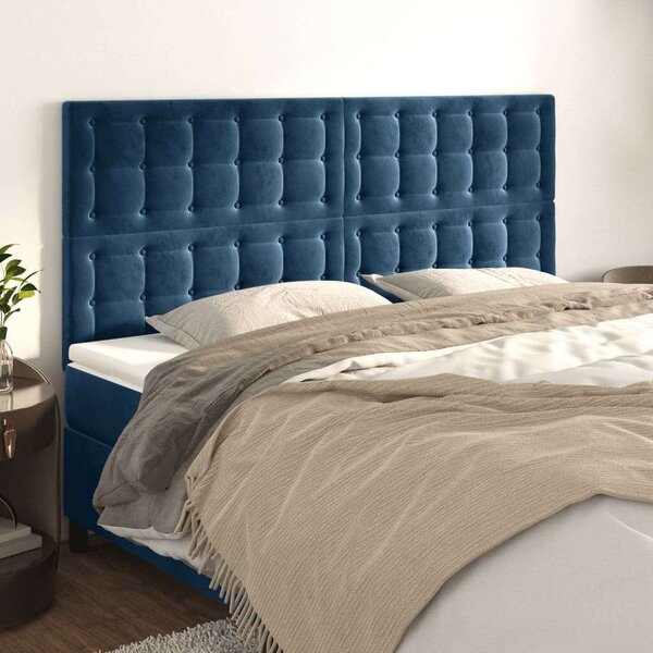 VidaXL 4 db sötétkék bársony fejtámla 80 x 5 x 78/88 cm