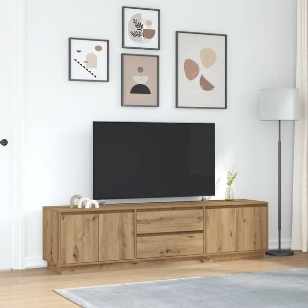 Kézműves tölgy színű TV-szekrény LED-lámpákkal 193,5x41x50 cm