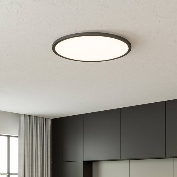 Brilliant LED mennyezeti lámpa Tuco CCT, szab., fekete Ø50cm, dimmelhető, Fekete, Nappali / Étkező, Műanyag, Modern