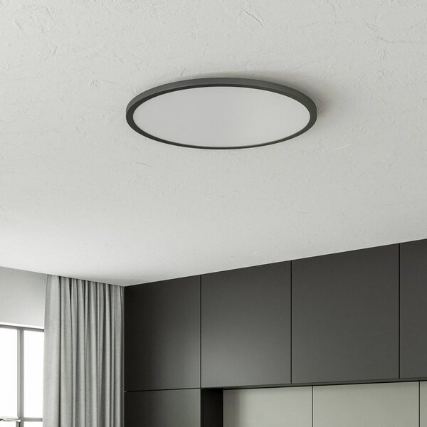 Brilliant LED mennyezeti lámpa Tuco CCT, szab., fekete Ø50cm, dimmelhető, Fekete, Nappali / Étkező, Műanyag, Modern