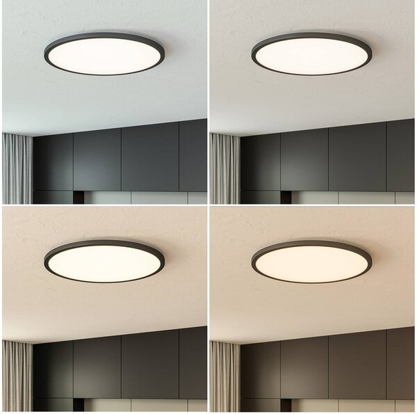 Brilliant LED mennyezeti lámpa Tuco CCT, szab., fekete Ø50cm, dimmelhető, Fekete, Nappali / Étkező, Műanyag, Modern