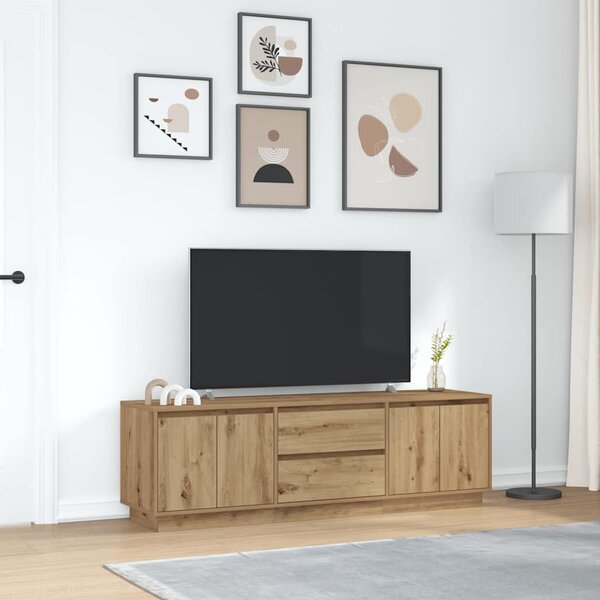 Kézműves tölgy színű TV-szekrény LED-lámpákkal 160,5x41x50 cm