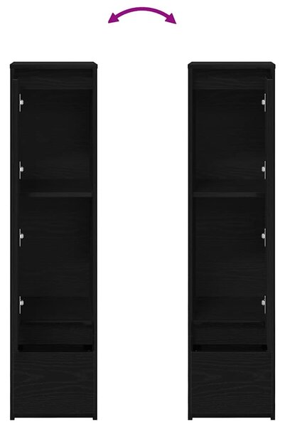 Fekete tölgy szerelt fa magasszekrény 29,5x34x119,5 cm